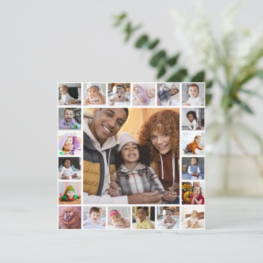 Ontwerp je eigen 21 fotocollage aankondiging (Staand voorkant)