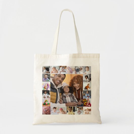 Ontwerp je eigen 21 fotocollage tote bag (Voorkant)