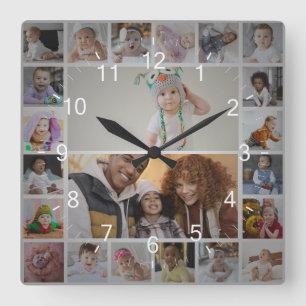 Ontwerp je eigen 22 fotocollage vierkante klok