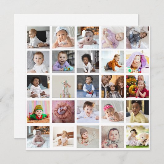 Ontwerp je eigen 25 fotocollage aankondiging (Voorkant / Achterkant)