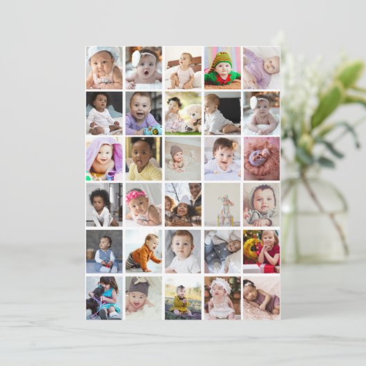 Ontwerp je eigen 30 fotocollage bedankkaart (Staand voorkant)