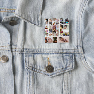 Ontwerp je eigen 30 fotocollage vierkante button 5,1 cm