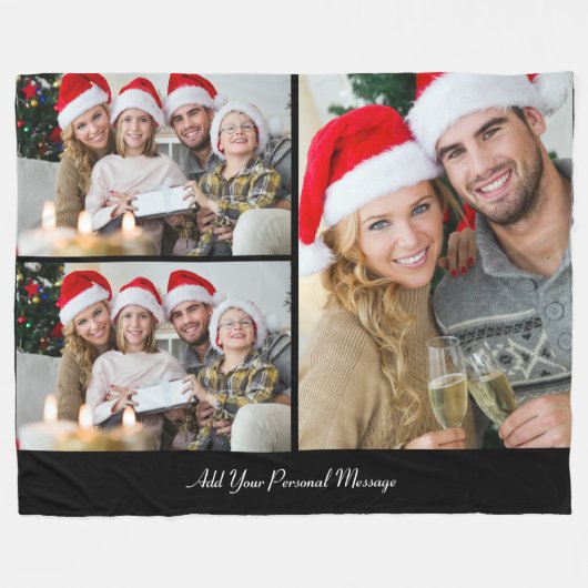 Ontwerp je eigen 3 fotocollage fleece deken (Voorkant (Horizontaal))
