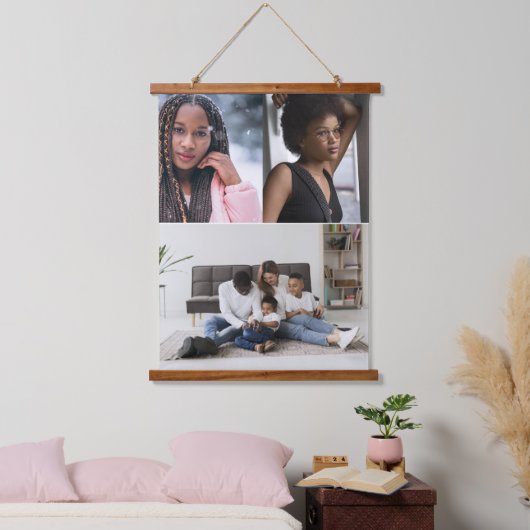 Ontwerp je eigen 3 fotocollage hangend wandkleed (Slaapkamer)