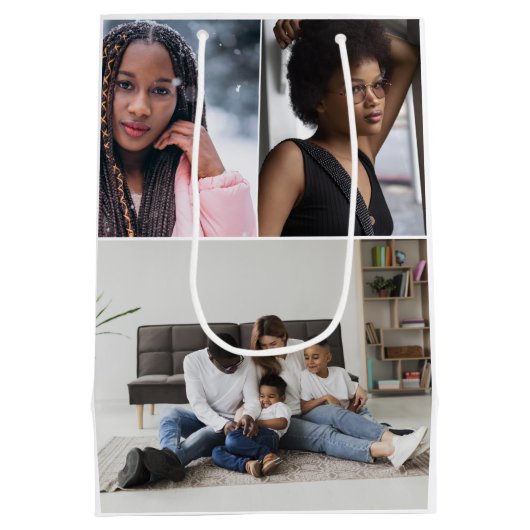 Ontwerp je eigen 3 fotocollage medium cadeauzakje (Achterkant)