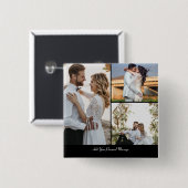 Ontwerp je eigen 3 fotocollage vierkante button 5,1 cm (Voorkant /achterkant)