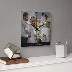 Ontwerp je eigen 3 fotocollage vierkante klok