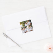 Ontwerp je eigen 3 fotocollage vierkante sticker (Envelop)