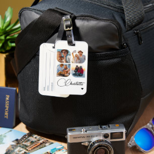 Ontwerp Je Eigen 4 Foto Gepersonaliseerde Naam Bagagelabel
