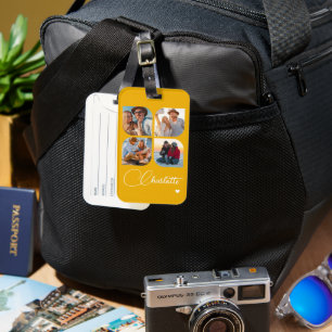 Ontwerp Je Eigen 4 Foto Gepersonaliseerde Naam Bagagelabel