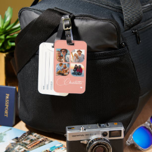 Ontwerp Je Eigen 4 Foto Gepersonaliseerde Naam Bagagelabel