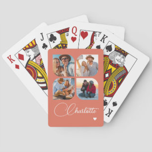 Ontwerp Je Eigen 4 Foto Gepersonaliseerde Naam Pokerkaarten