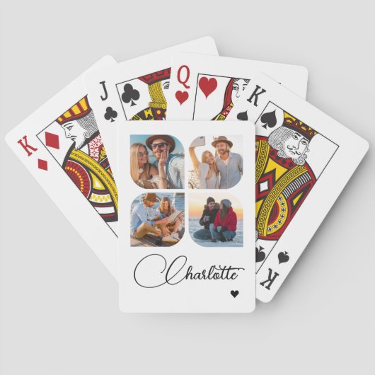 Ontwerp Je Eigen 4 Foto Gepersonaliseerde Naam Pokerkaarten (Achterkant)