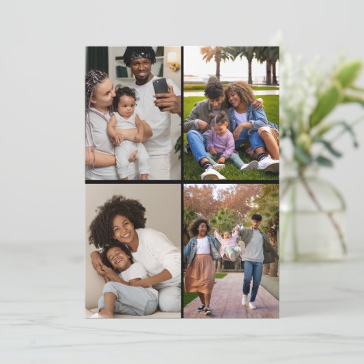 Ontwerp je eigen 4 fotocollage bedankkaart (Staand voorkant)