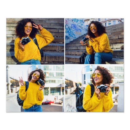 Ontwerp je eigen 4 fotocollage foto afdruk (Voorkant)