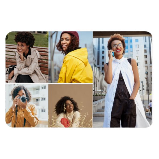 Ontwerp je eigen 5 fotocollage magneet (Horizontaal)