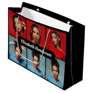 Ontwerp je eigen 6 fotocollage groot cadeauzakje