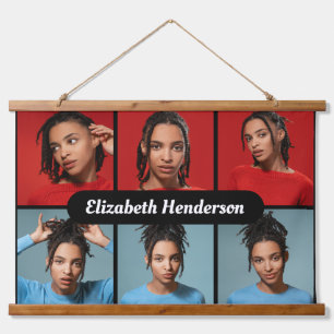 Ontwerp je eigen 6 fotocollage hangend wandkleed