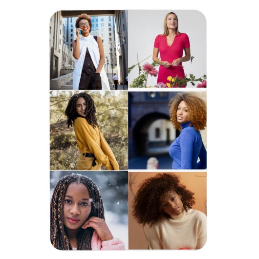 Ontwerp je eigen 6 fotocollage magneet (Verticaal)