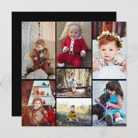 Ontwerp je eigen 7 fotocollage aankondiging (Voorkant / Achterkant)