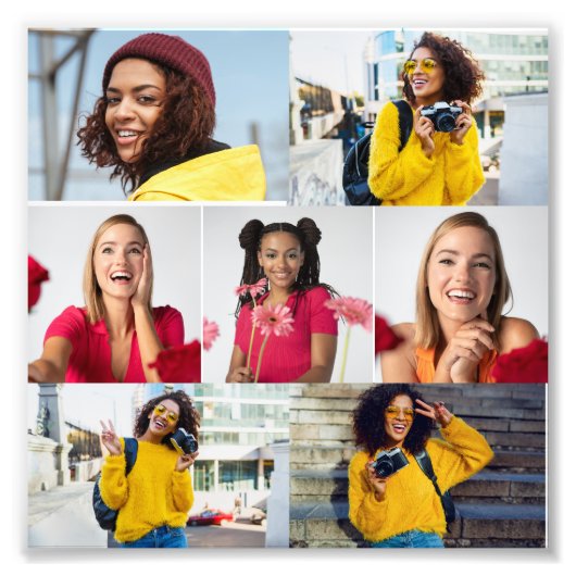 Ontwerp je eigen 7 fotocollage foto afdruk (Voorkant)