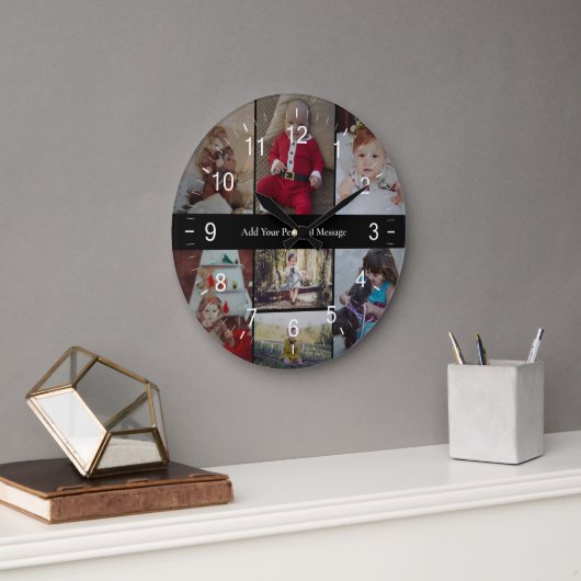 Ontwerp je eigen 7 fotocollage grote klok (Kantoor)