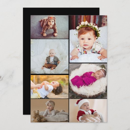 Ontwerp je eigen 7 fotocollage notitiekaartje (Voorkant / Achterkant)