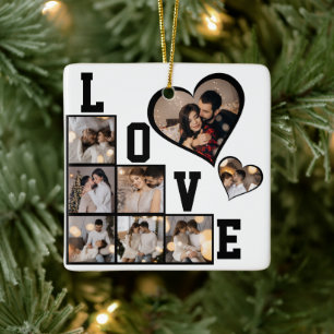 Ontwerp je eigen 8 fotocollage keramisch ornament