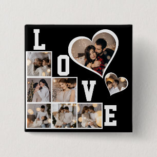 Ontwerp je eigen 8 fotocollage vierkante button 5,1 cm