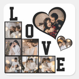 Ontwerp je eigen 8 fotocollage vierkante sticker