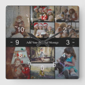 Ontwerp je eigen 9 fotocollage vierkante klok (Voorkant)