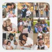 Ontwerp je eigen 9 fotocollage vierkante sticker (Voorkant)