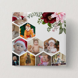 Ontwerp je eigen Bloemen 10 Fotocollage Vierkante Button 5,1 Cm