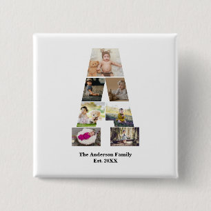 Ontwerp je eigen brief in een fotocollage vierkante button 5,1 cm
