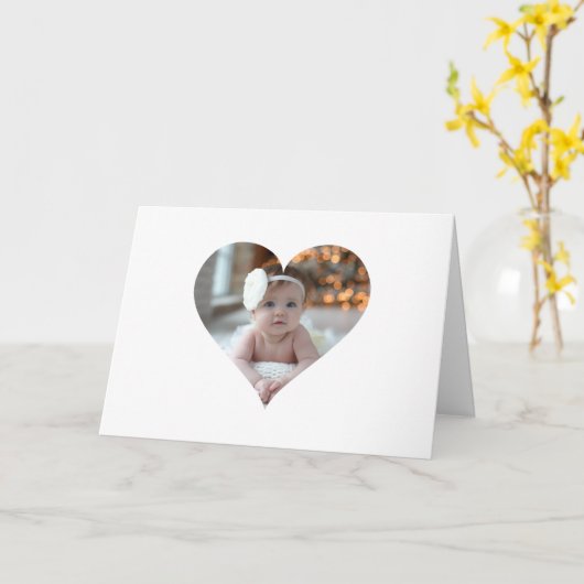 Ontwerp je eigen enkele hartvormige foto kaart (Gele Bloem)