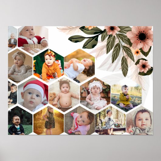 Ontwerp je eigen Floral 15 fotocollage Poster (Voorkant)