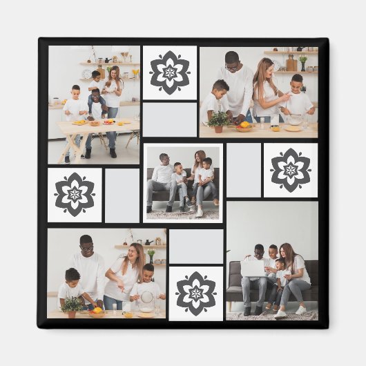 Ontwerp je eigen Floral 5 fotocollage Magneet (Voorkant)