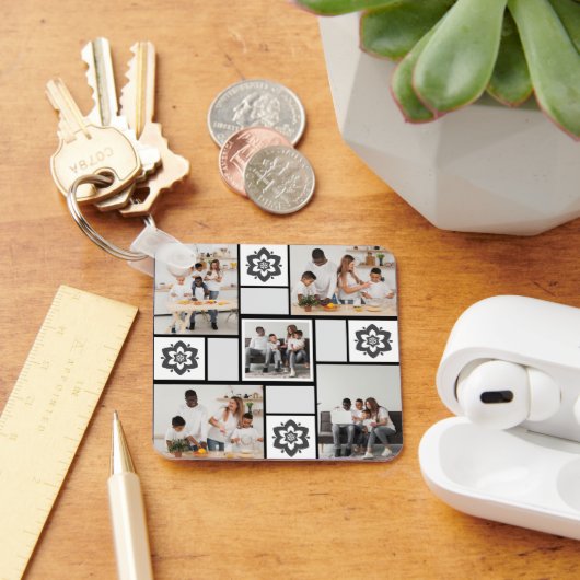 Ontwerp je eigen Floral 5 fotocollage Sleutelhanger (Bureau)