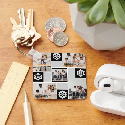 Ontwerp je eigen Floral 5 fotocollage Sleutelhanger (Bureau)