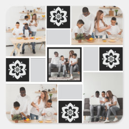 Ontwerp je eigen Floral 5 fotocollage Vierkante Sticker
