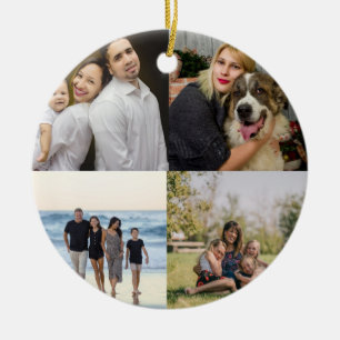 Ontwerp je eigen fotocollage van 4 families keramisch ornament