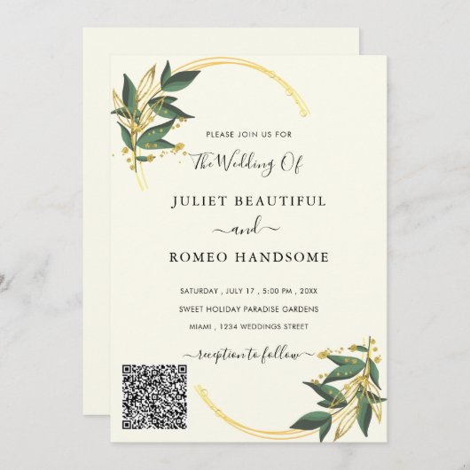 Ontwerp je eigen huwelijksuitnodiging met QR-code (Voorkant / Achterkant)