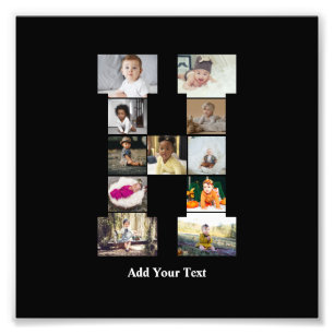 Ontwerp je eigen letter H Fotocollage Foto Afdruk