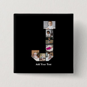 Ontwerp je eigen letter J Fotocollage Vierkante Button 5,1 Cm