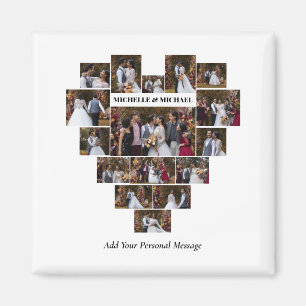 Ontwerp je eigen liefde hart vormige fotocollage magneet