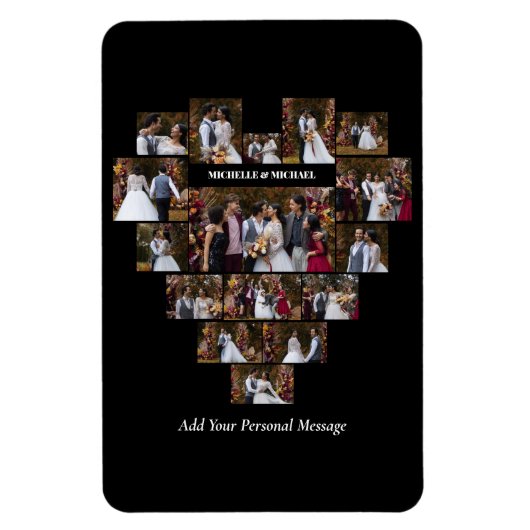 Ontwerp je eigen liefde hart vormige fotocollage magneet (Verticaal)