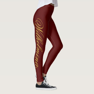 Ontwerp je eigen naam op stijlvolle maroon leggings