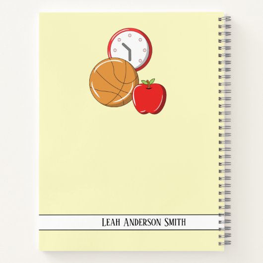 Ontwerp je eigen Naam School schets notities Geel Notitieboek (Achterkant)