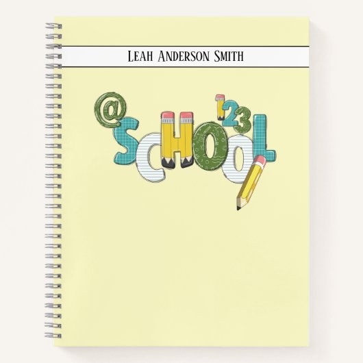Ontwerp je eigen Naam School schets notities Geel Notitieboek (Voorkant)