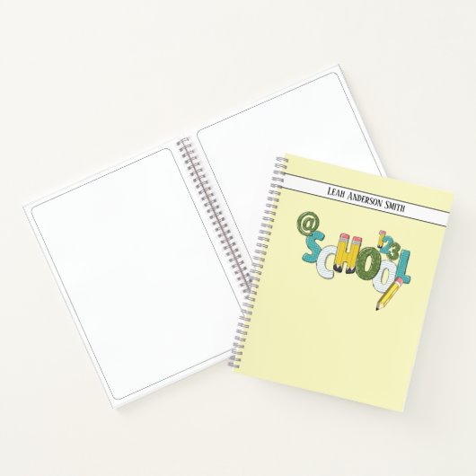 Ontwerp je eigen Naam School schets notities Geel Notitieboek (Binnen)